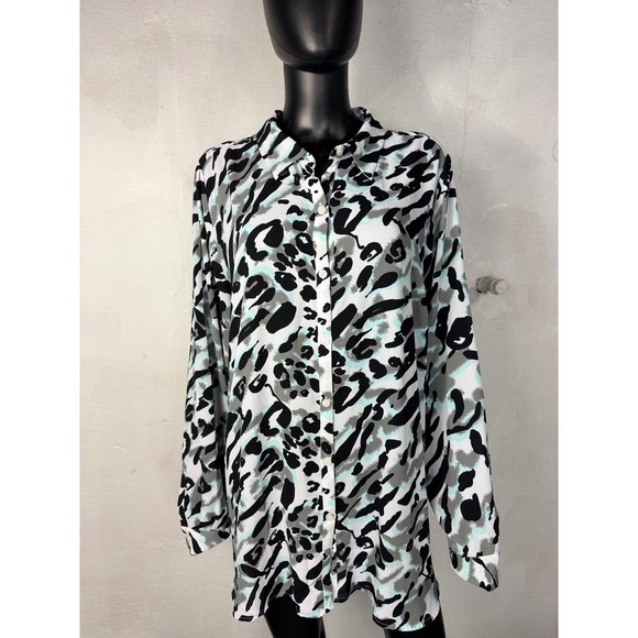 Christian Siriano for Lane Bryant Animal Print Button Up 3X 22/24 Office Attire - Picture 1 of 11